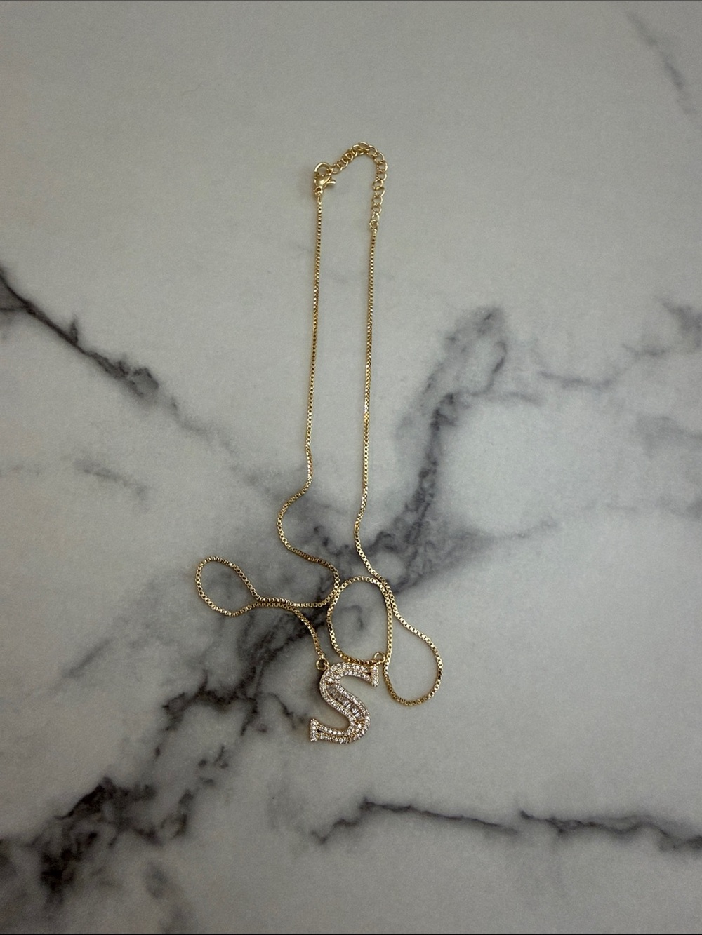 Adjustable Gold Letter 'S' Pendant Necklace